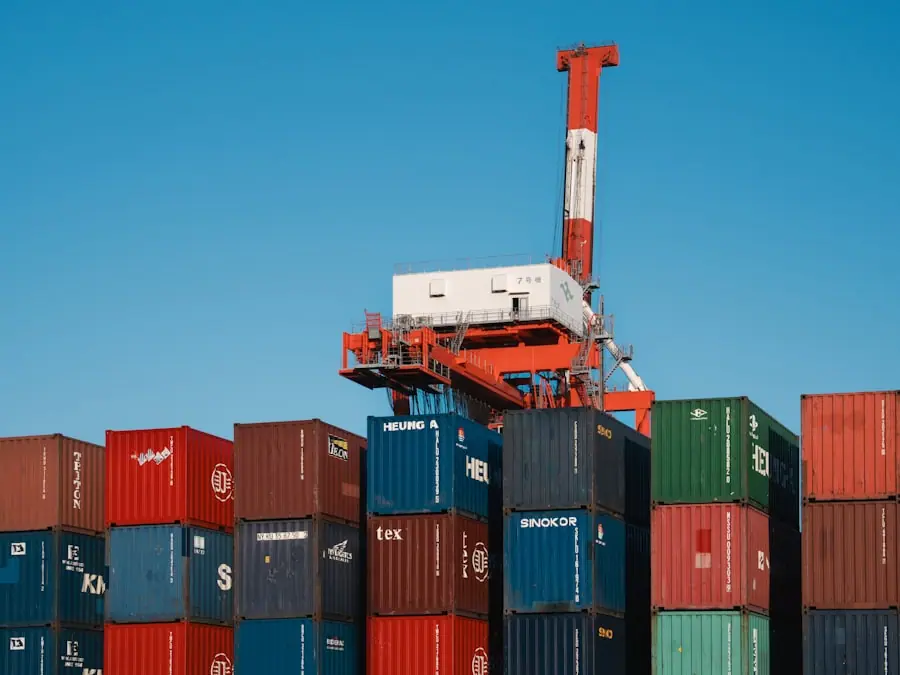 container gantry crane over a stacked yard