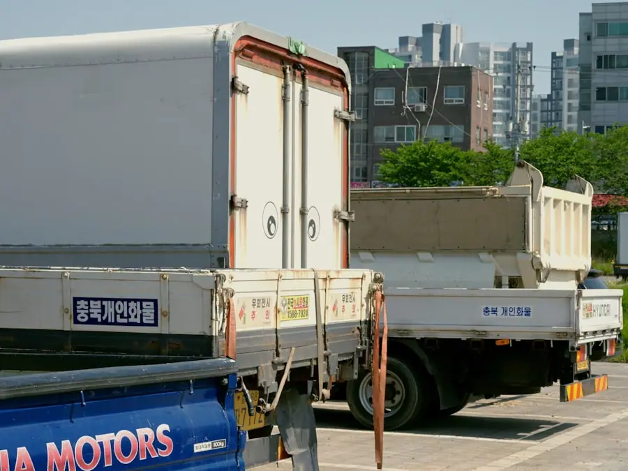 trucks and trailers in the supplier yard